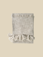 Kuscheldecke aus gewebter Baumwolle mit Stickstreifen und Quasten - Ansicht 5