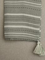 Kuscheldecke aus handgewebter Baumwolle mit Streifen und Quasten - Ansicht 9