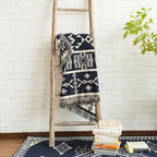 Kuscheldecke wendbar mit Fransen und geometrischem Muster - Ansicht 2