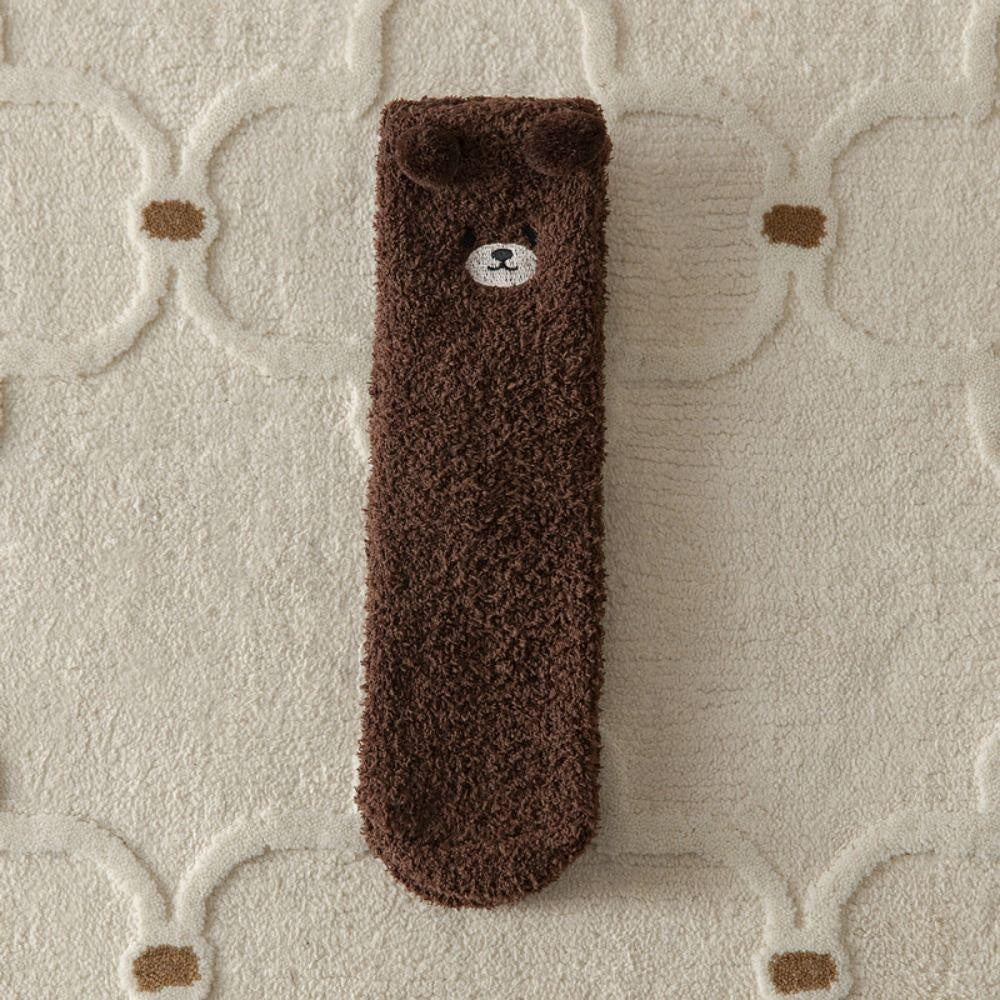 Kuschelsocken aus Plüschstrick, warm und dehnbar mit Bärenmotiv