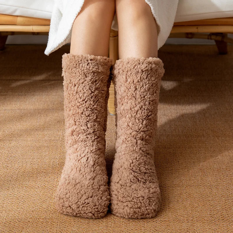 Kuschelsocken Damen aus Teddyfleece, wadenhohe Haussocken - Ansicht 4