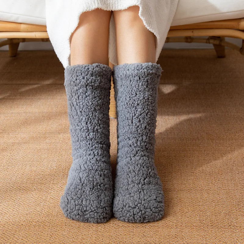 Kuschelsocken Damen aus Teddyfleece, wadenhohe Haussocken - Ansicht 5