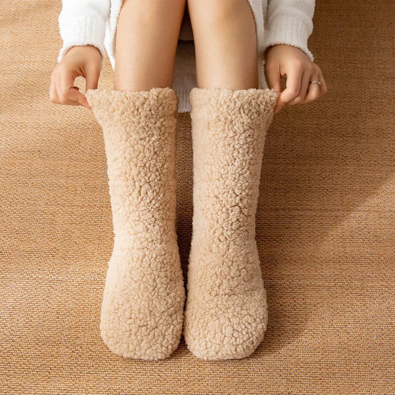 Kuschelsocken Damen aus Teddyfleece, wadenhohe Haussocken - Ansicht 6