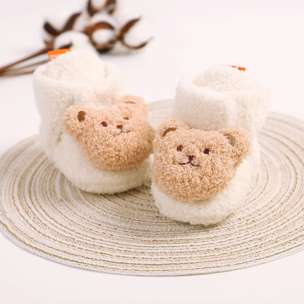 Kuschelsocken Unisex für Babys, warm und weich mit Bärenmotiv