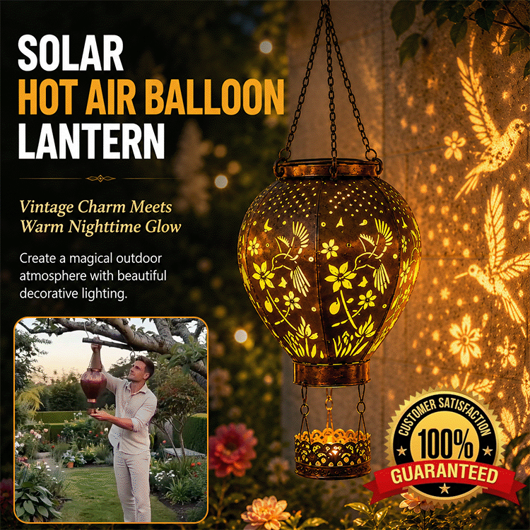 Laterne solarbetrieben in Heissluftballonform, wasserabweisend