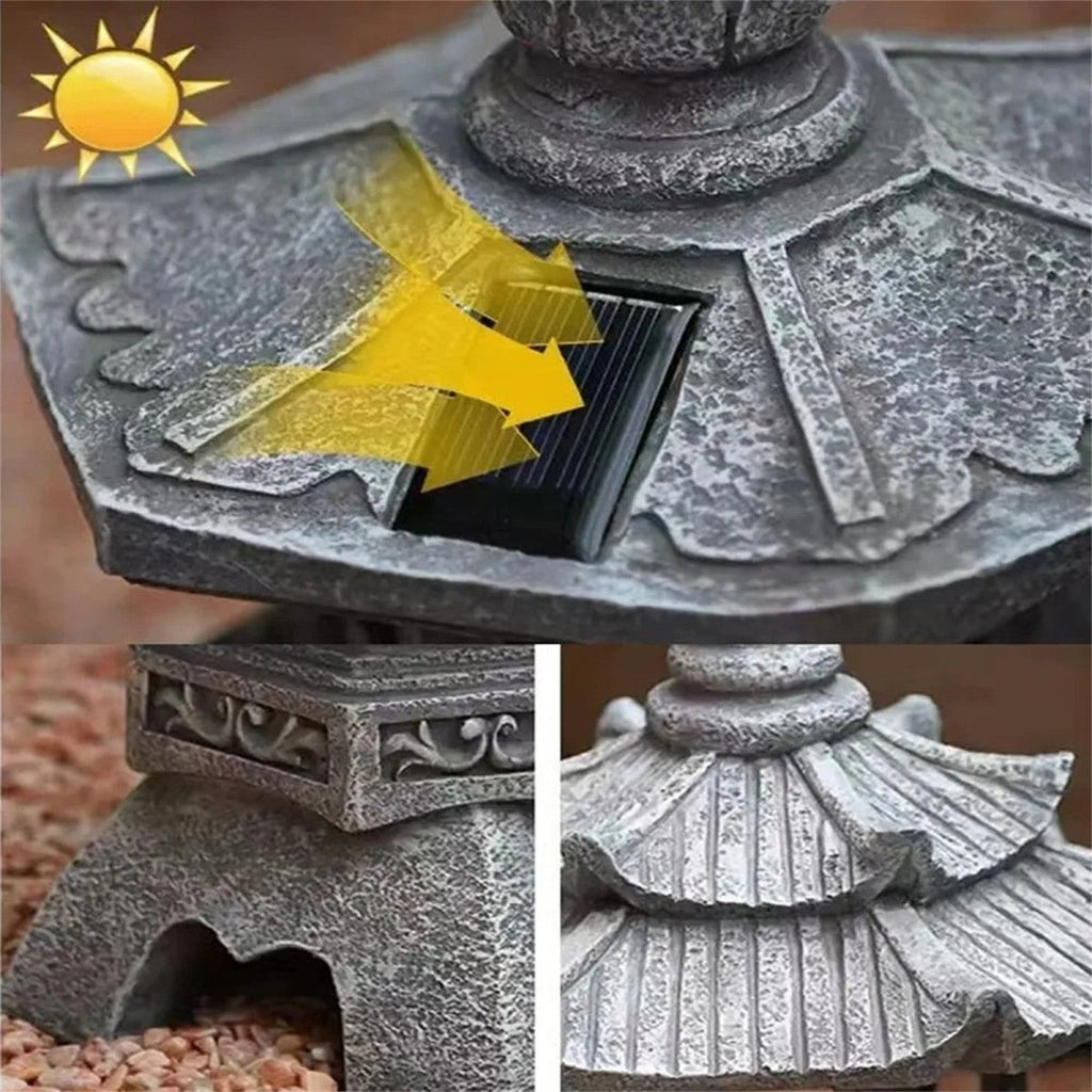 Laterne solarbetrieben und wetterbeständig in Pagodenform - Ansicht 4