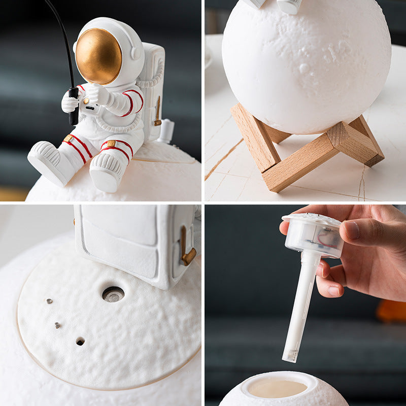 Luftbefeuchter mit Nachtlicht, Mondform und Astronautenfigur - Ansicht 4