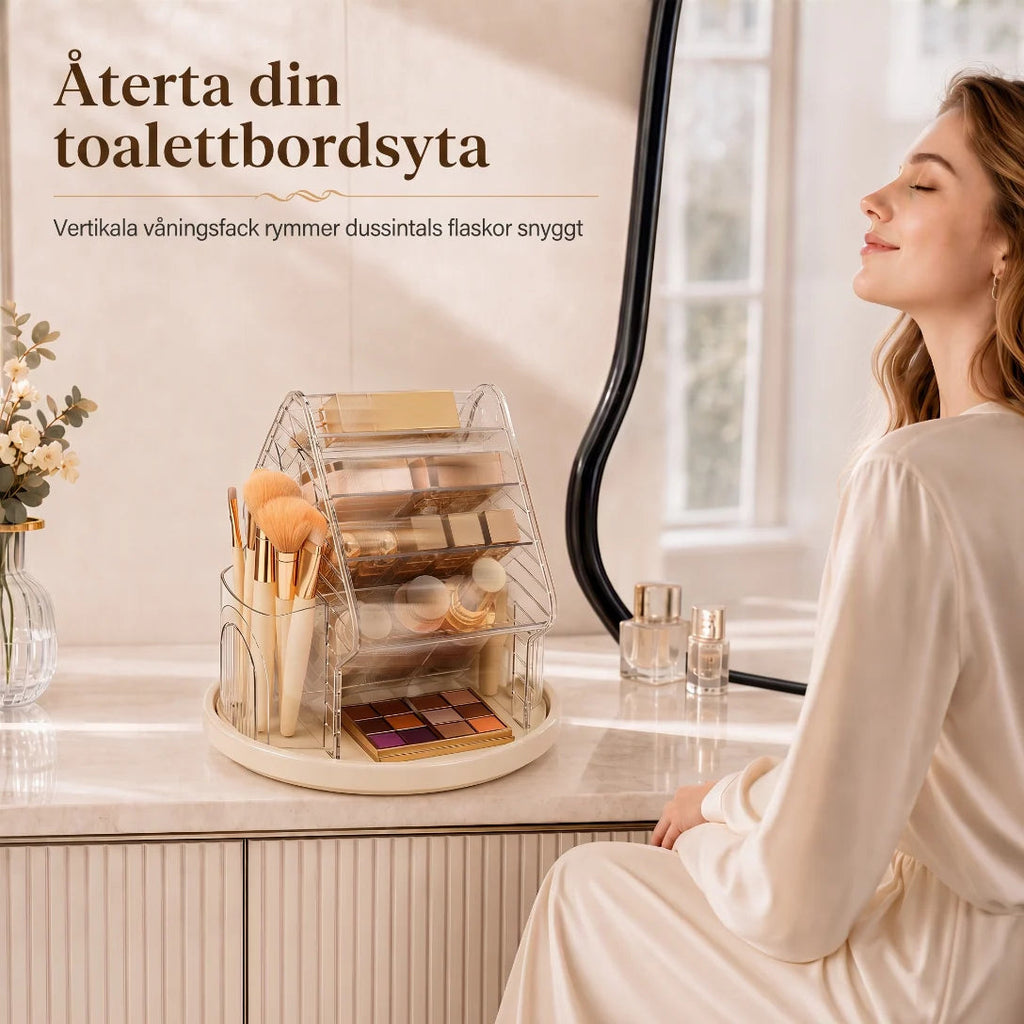 Make up Organizer 360° drehbar mit beidseitigen Fächern