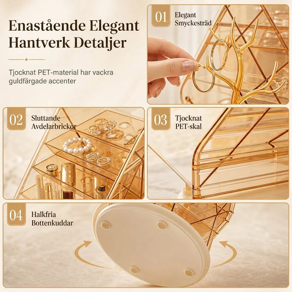 Make up Organizer 360° drehbar mit beidseitigen Fächern