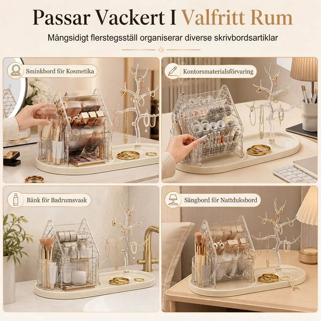 Make up Organizer 360° drehbar mit beidseitigen Fächern