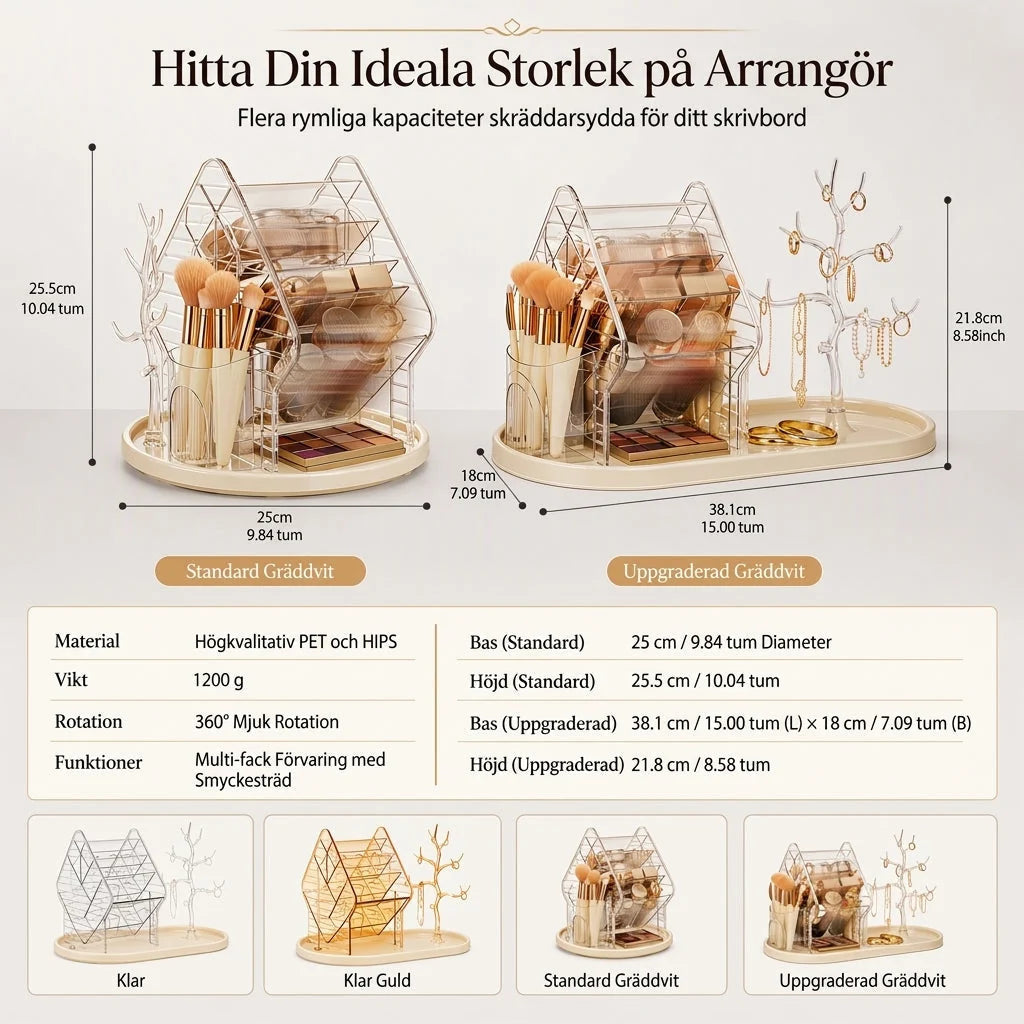 Make up Organizer 360° drehbar mit beidseitigen Fächern