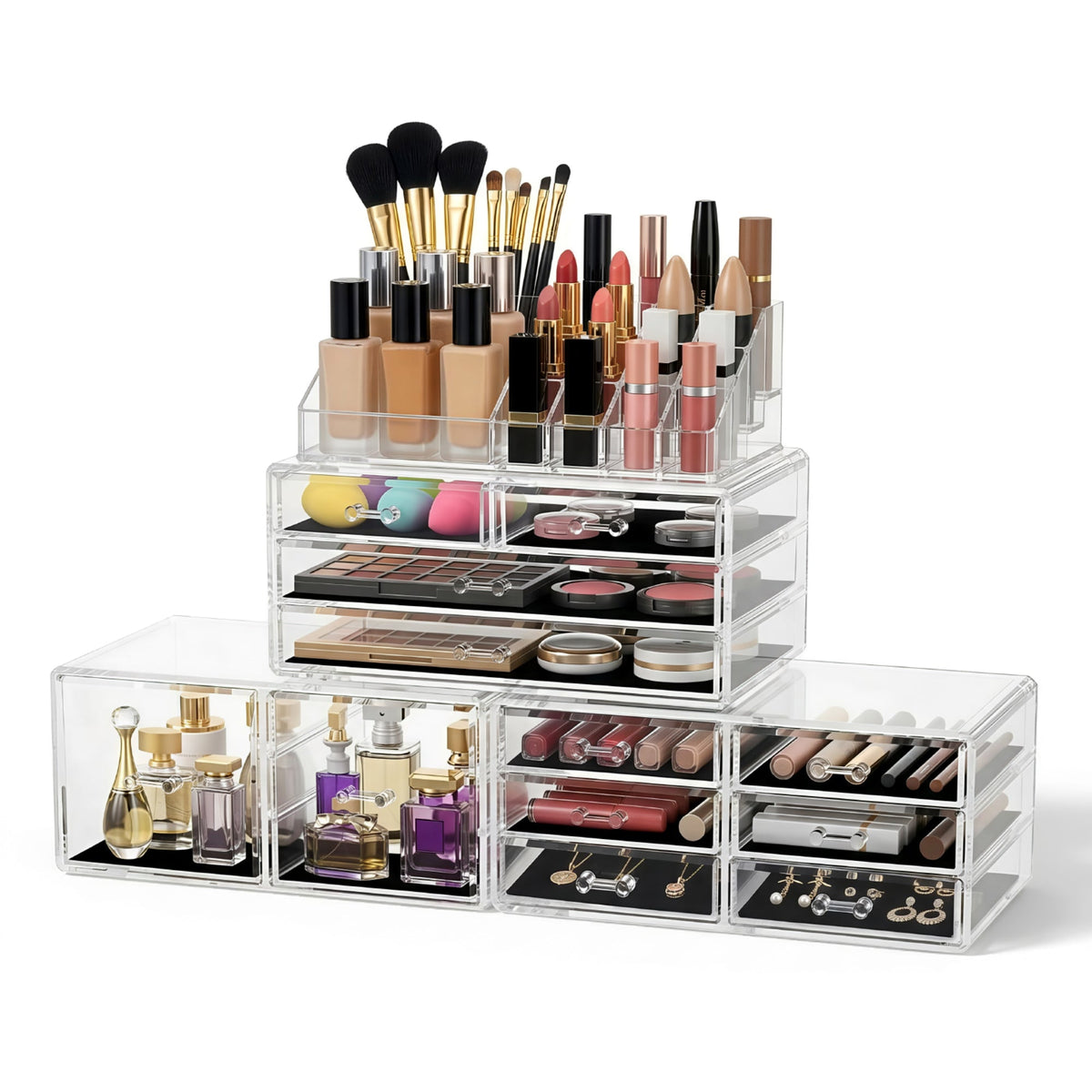 Make up Organizer aus Acryl, stapelbar mit Schubladen