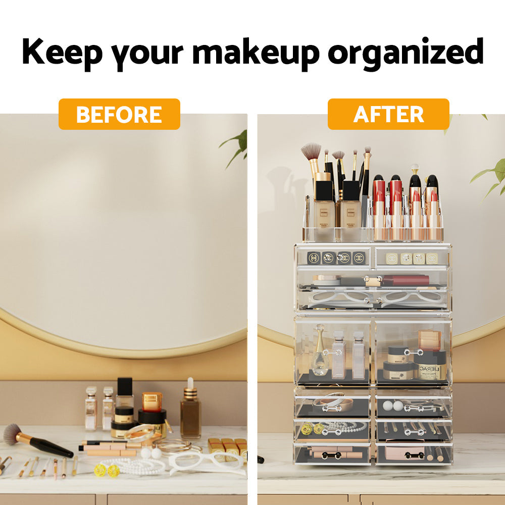 Make up Organizer aus Acryl, stapelbar mit Schubladen