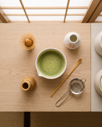 Matcha Set aus Keramik und Bambus mit Kirschblütenmotiv - Ansicht 2