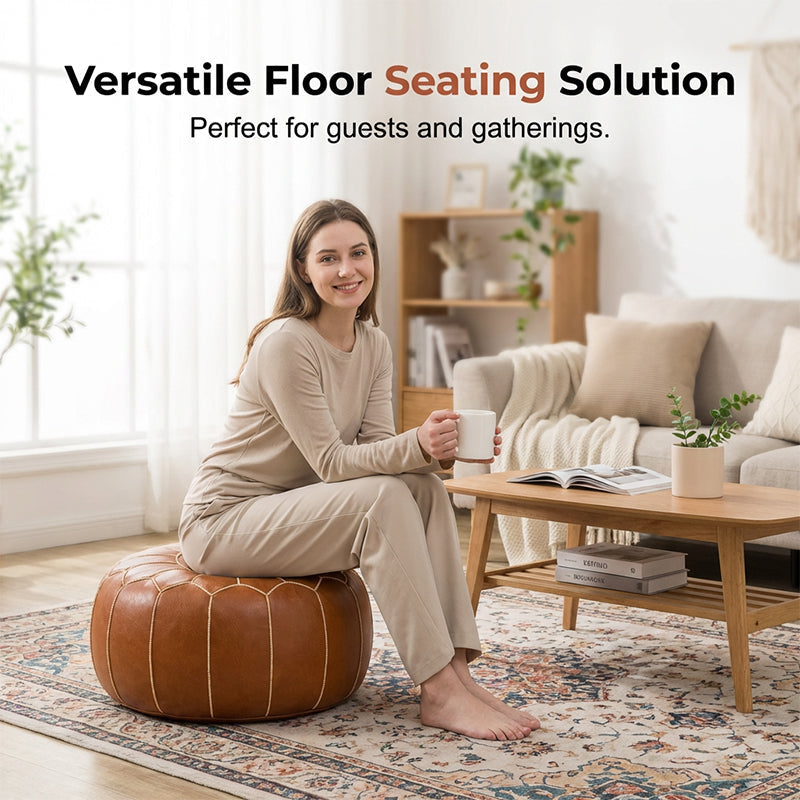 Pouf mit Stauraum, wasserdichter Sitzhocker mit geometrischer Stickerei