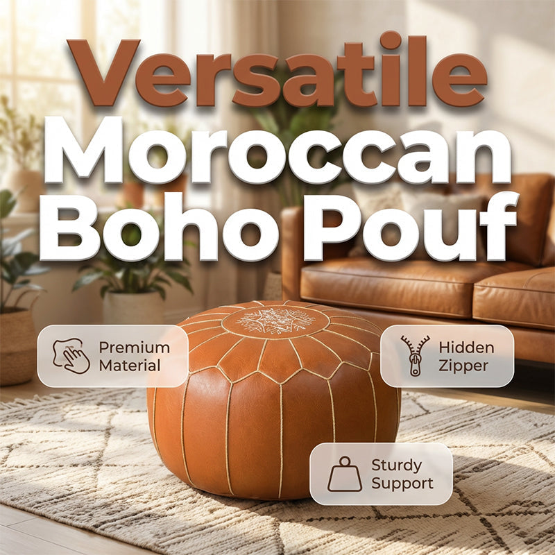 Pouf mit Stauraum, wasserdichter Sitzhocker mit geometrischer Stickerei