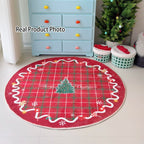 Rundteppich mit Weihnachtsmotiv, waschbar und rutschhemmend