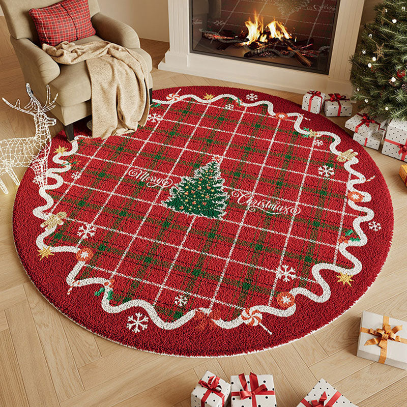 Rundteppich mit Weihnachtsmotiv, waschbar und rutschhemmend