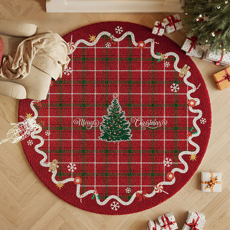 Rundteppich mit Weihnachtsmotiv, waschbar und rutschhemmend