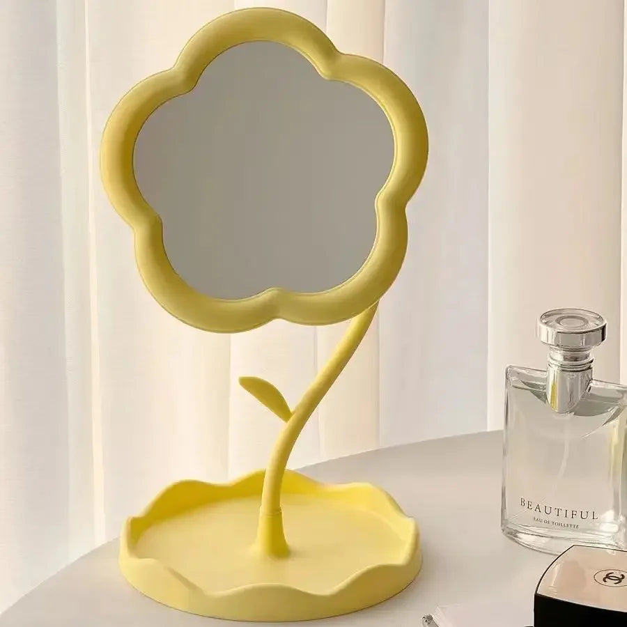 Schminkspiegel in Blumenform, 360° verstellbarer Tischspiegel