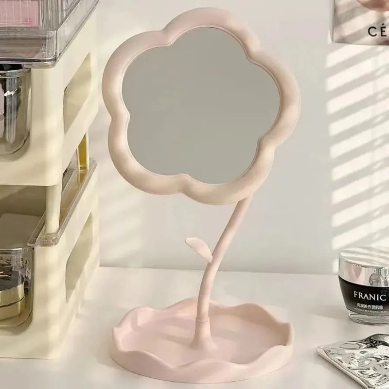 Schminkspiegel in Blumenform, 360° verstellbarer Tischspiegel