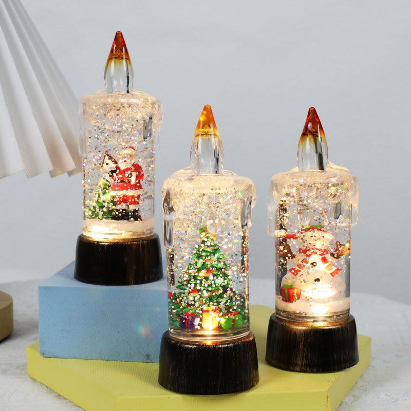 Schneekugel mit Beleuchtung in Kerzenform, weihnachtliches Nachtlicht