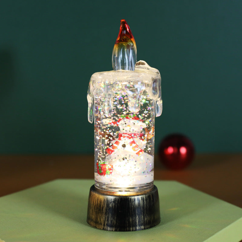 Schneekugel mit Beleuchtung in Kerzenform, weihnachtliches Nachtlicht