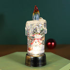 Schneekugel mit Beleuchtung in Kerzenform, weihnachtliches Nachtlicht