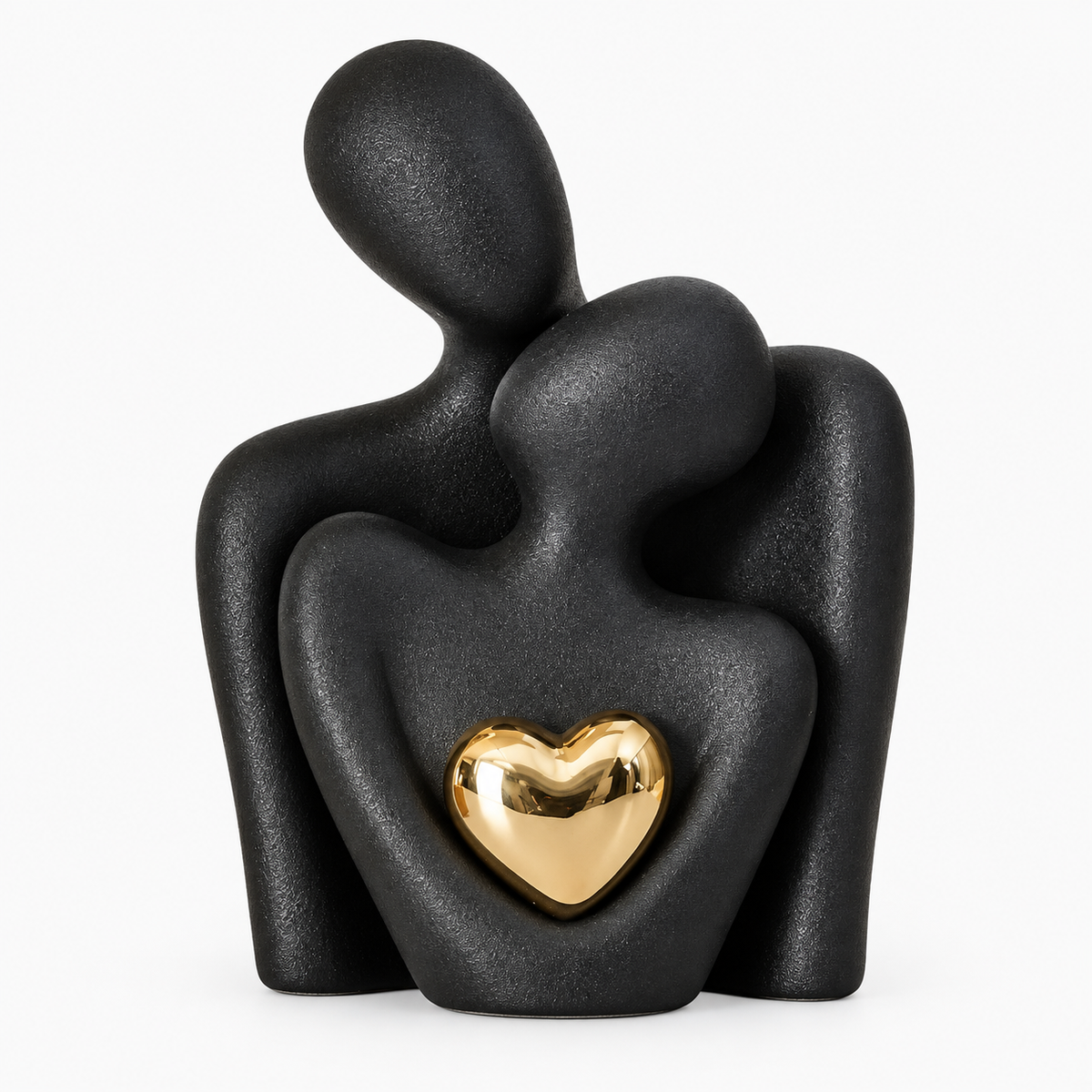 Skulptur aus Keramik, abstrakte Paarfigur in moderner Umarmung