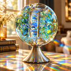 Skulptur aus optischem Glas mit Regenbogenreflexen, Dekokugel