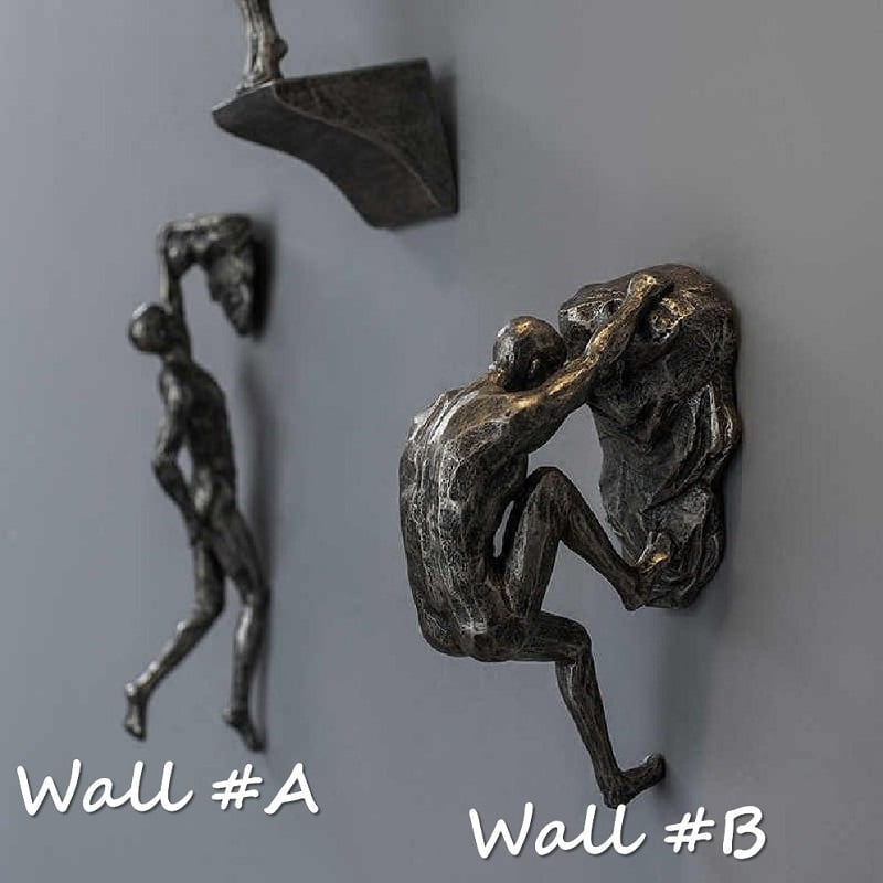 Skulptur mit Kletterer-Motiv, moderne Wanddekoration in 3D