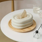 Taschentuchbox aus Keramik, ovale Form mit abgerundetem Ringdesign