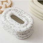 Taschentuchbox aus Keramik, ovale Form mit abgerundetem Ringdesign