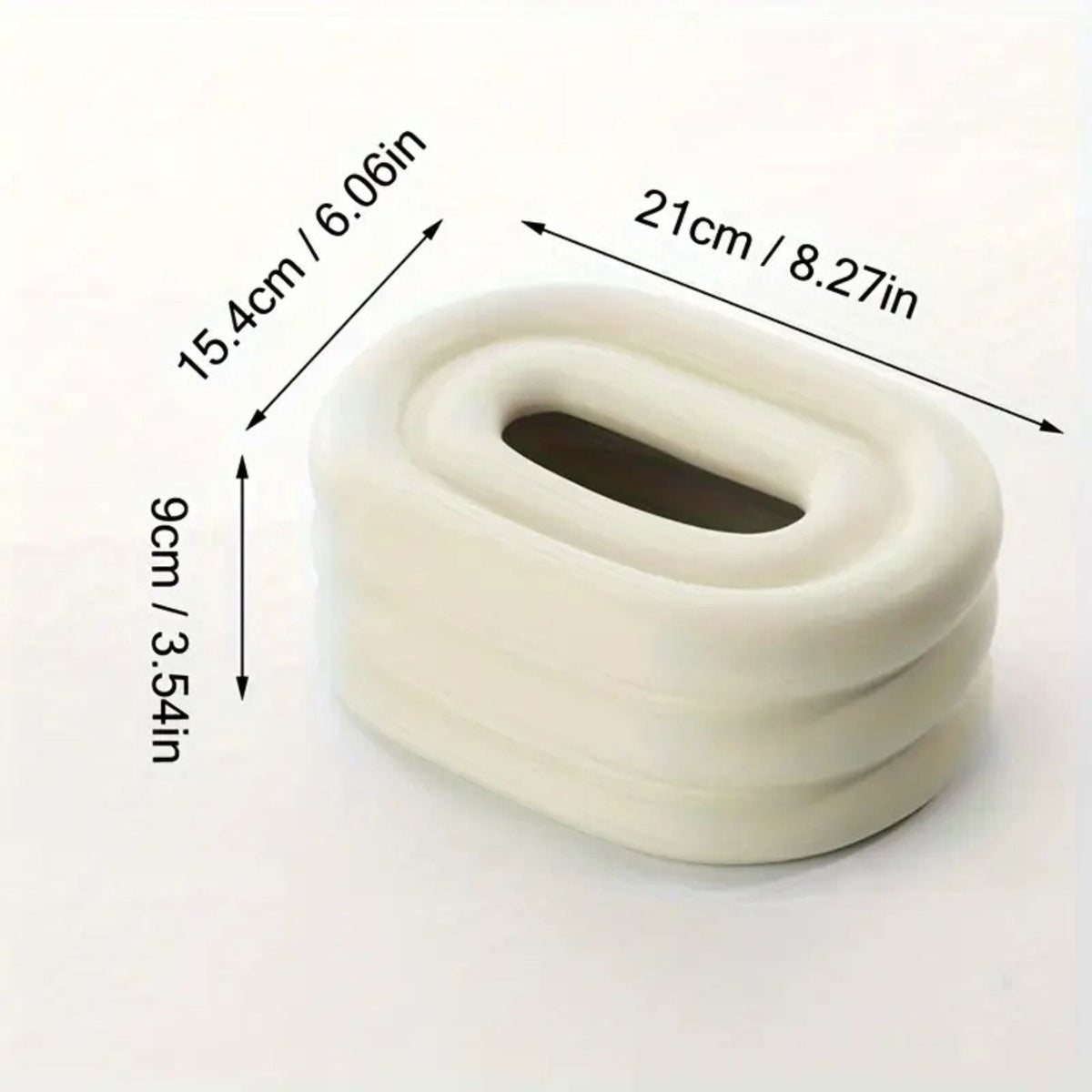 Taschentuchbox aus Keramik, ovale Form mit abgerundetem Ringdesign