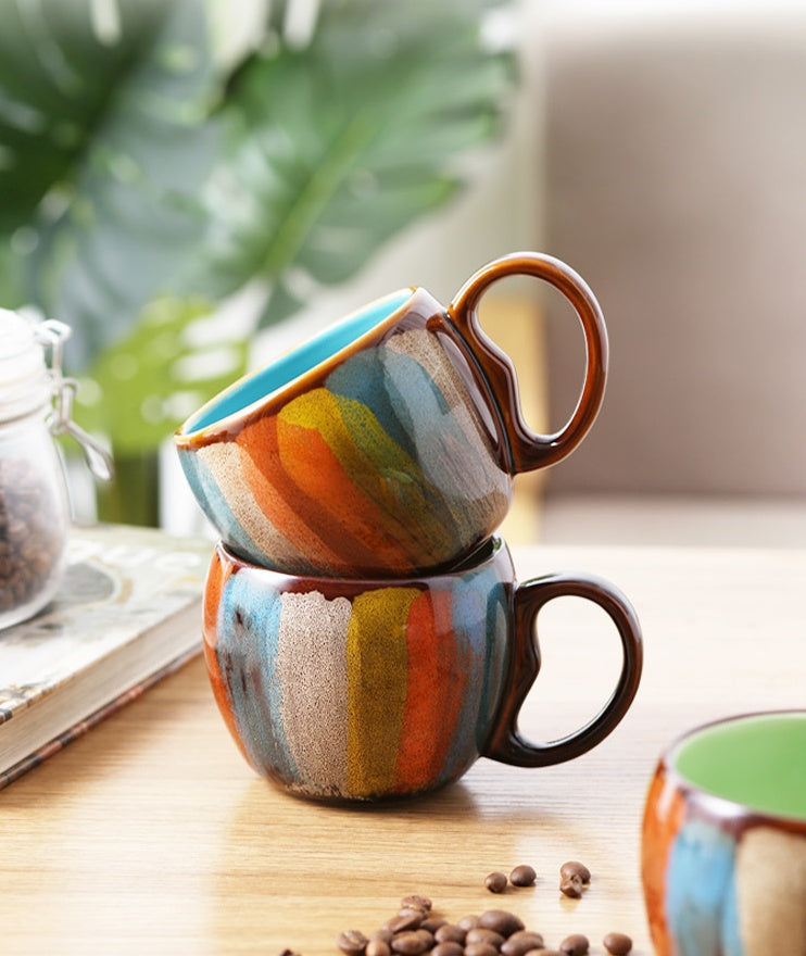 Tasse aus Keramik handgefertigt mit Deckel und Löffel - Ansicht 4