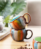 Tasse aus Keramik handgefertigt mit Deckel und Löffel - Ansicht 4