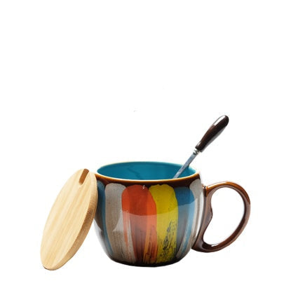 Tasse aus Keramik handgefertigt mit Deckel und Löffel - Ansicht 6