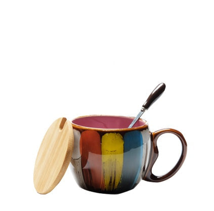 Tasse aus Keramik handgefertigt mit Deckel und Löffel - Ansicht 8