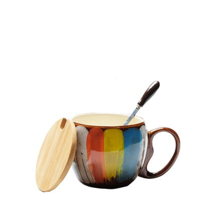 Tasse aus Keramik handgefertigt mit Deckel und Löffel - Ansicht 9