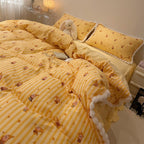 Teddy Bettwäsche aus Baumwollmischstoff, wendbar mit Bommelkante - Ansicht 4