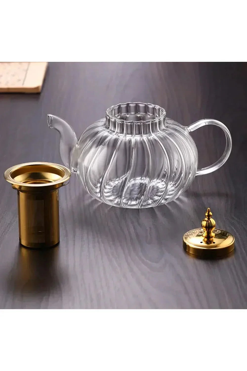 Teekanne aus Borosilikatglas mit Edelstahlsieb und Deckel