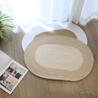 Teppich aus Hanf, oval und handgeflochten im Boho-Stil