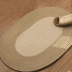 Teppich aus Hanf, oval und handgeflochten im Boho-Stil