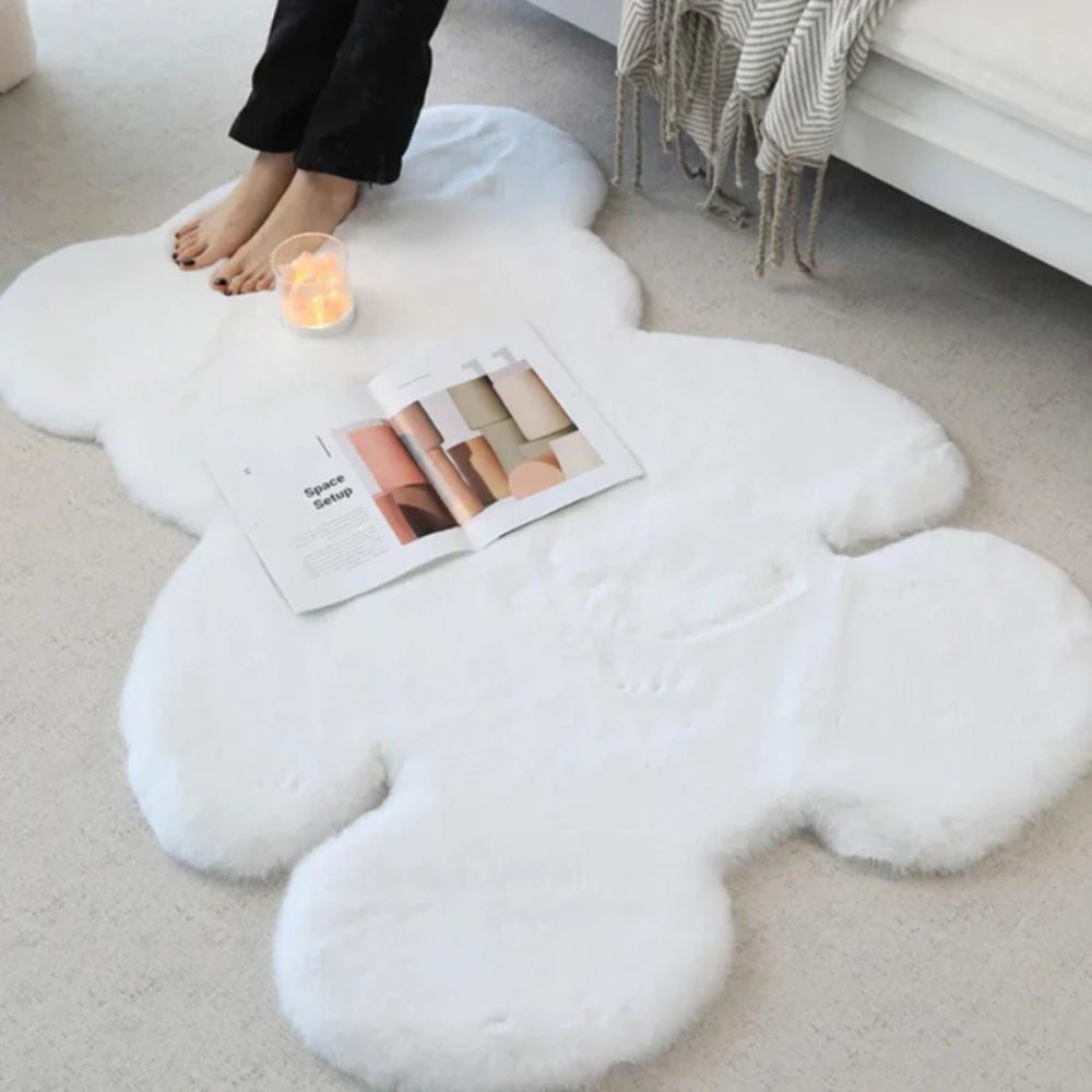 Teppich in Teddybärform, flauschig und maschinenwaschbar