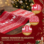Tischläufer für Weihnachten mit Rentiermotiven und nordischem Muster