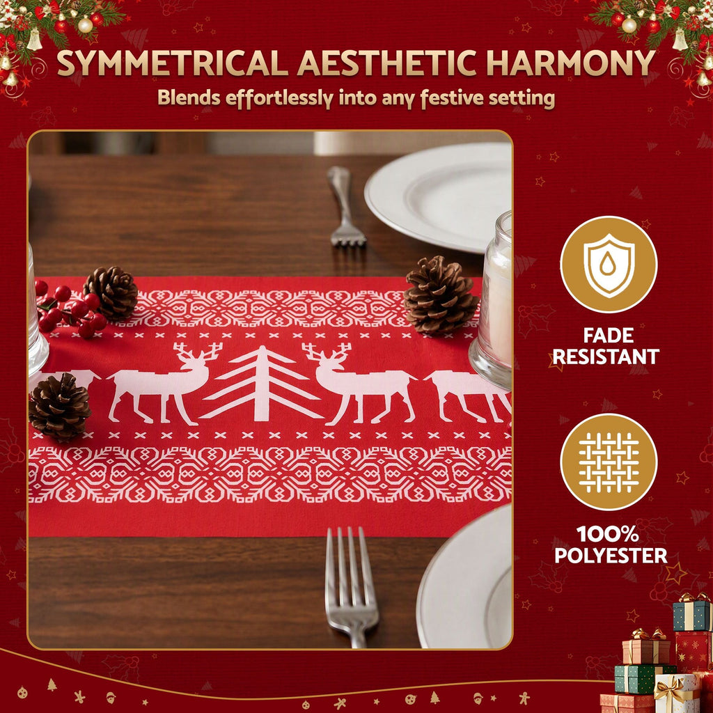 Tischläufer für Weihnachten mit Rentiermotiven und nordischem Muster