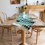 Tischläufer mit Rautenmuster und Fransen im Retrodesign