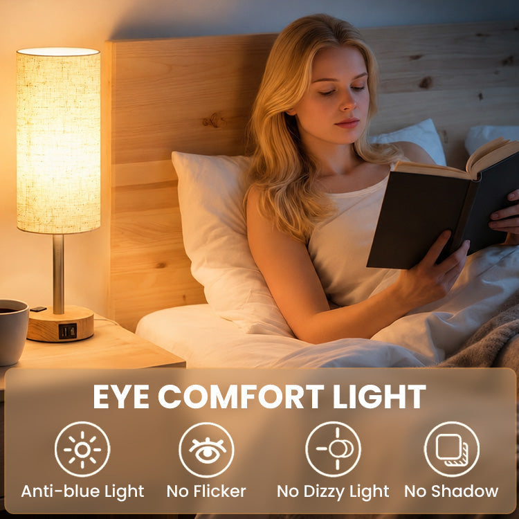 Tischlampe dimmbar durch Berührung mit USB-C, USB-A und Steckdose - Ansicht 4