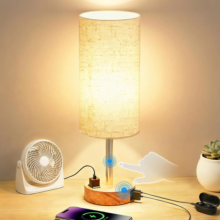 Tischlampe dimmbar durch Berührung mit USB-C, USB-A und Steckdose - Ansicht 6