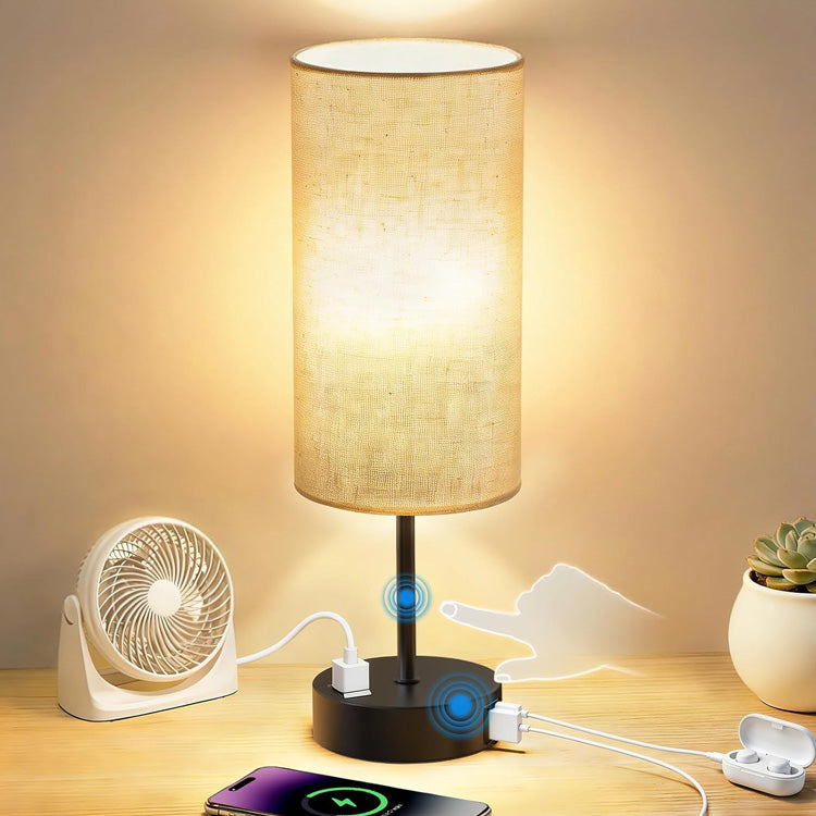 Tischlampe dimmbar durch Berührung mit USB-C, USB-A und Steckdose - Ansicht 8
